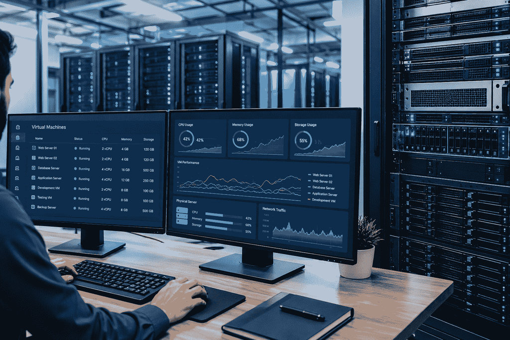 Dedicated VMware server hosting infrastructure in a modern data center