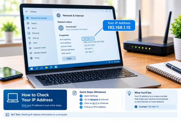 Checking IP address information on a computer