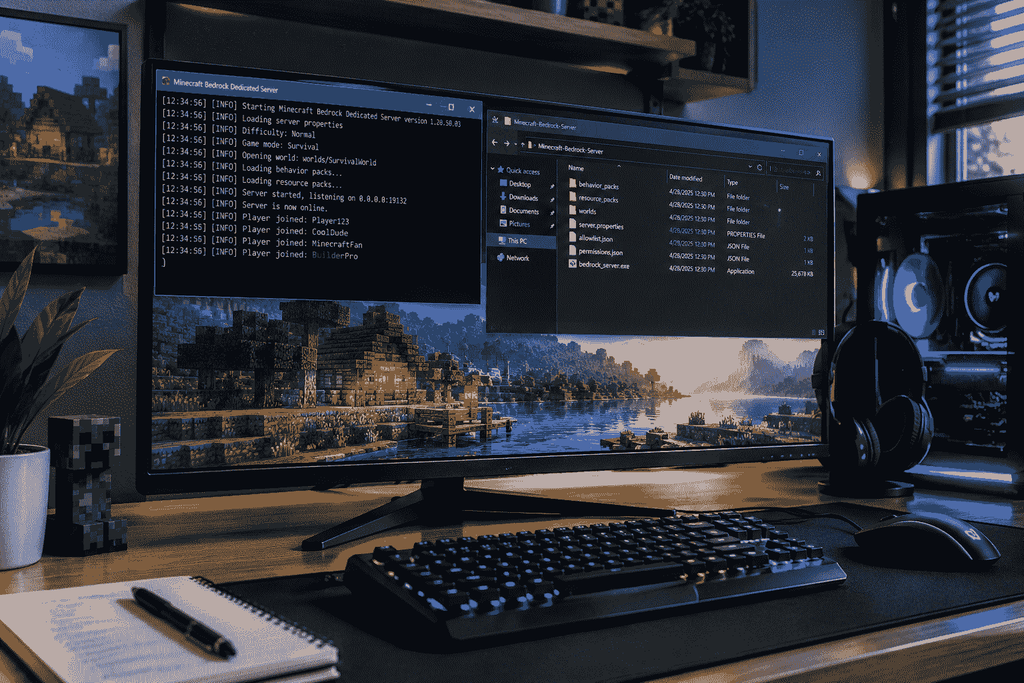 Minecraft Bedrock Dedicated Server setup with server configuration files