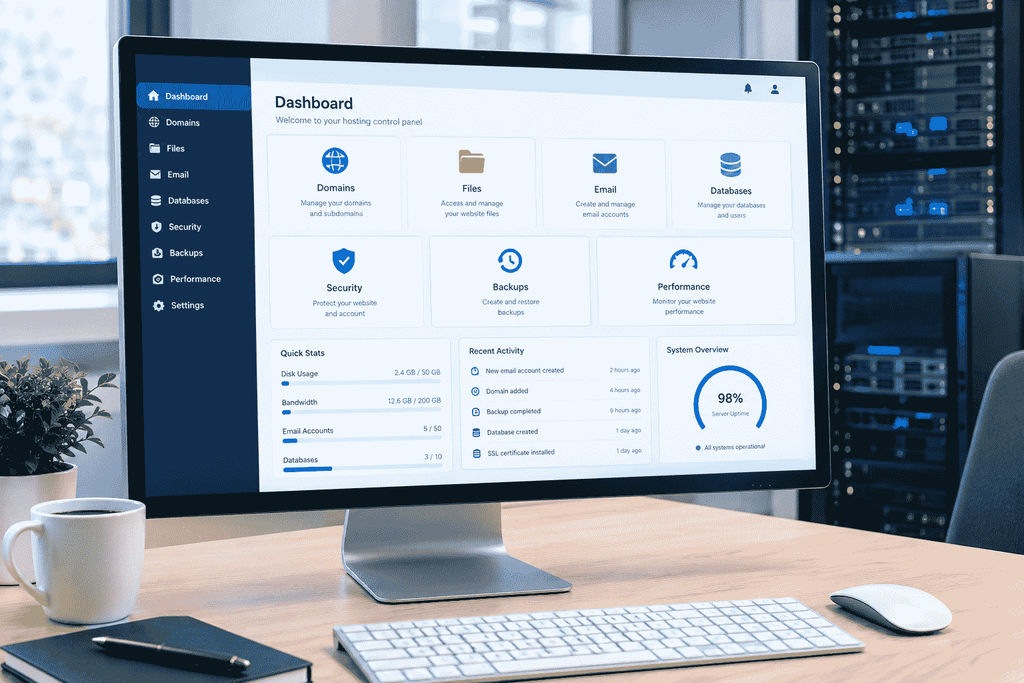 cdpanel hosting control panel dashboard for website management